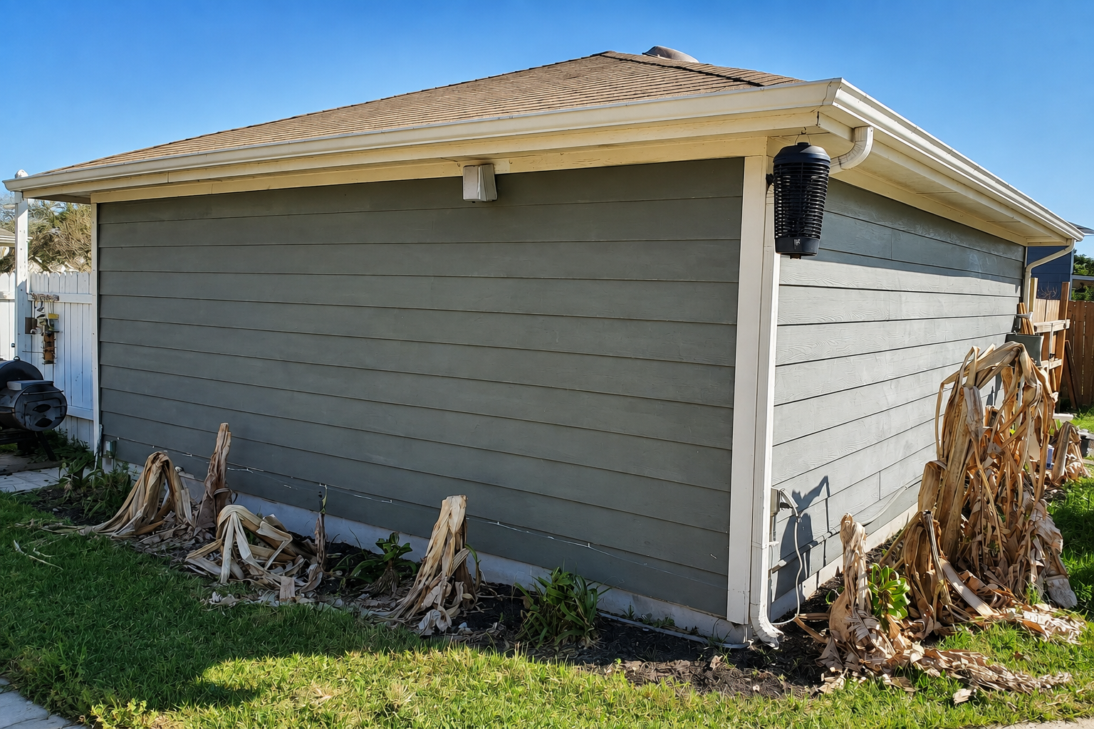 Exterior siding before repainting on an Austin area home