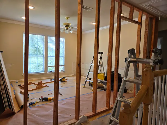 Open-Concept Wall and Drywall Installation — in progress stage
