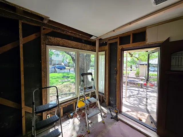 Living Area Drywall Restoration — before stage