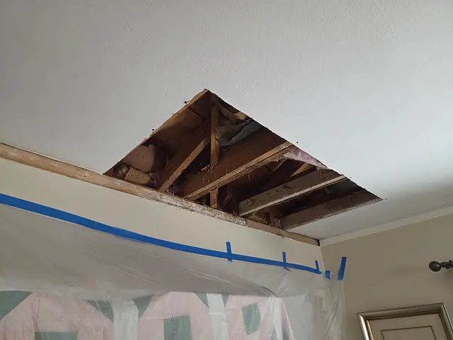 Living Area Drywall Restoration — in progress stage