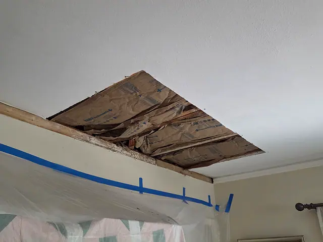 Living Area Drywall Restoration — in progress stage