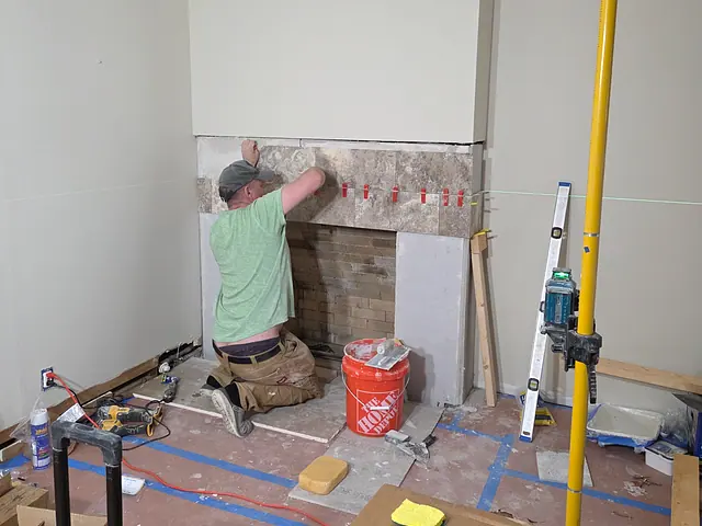 Living Area Drywall Restoration — in progress stage
