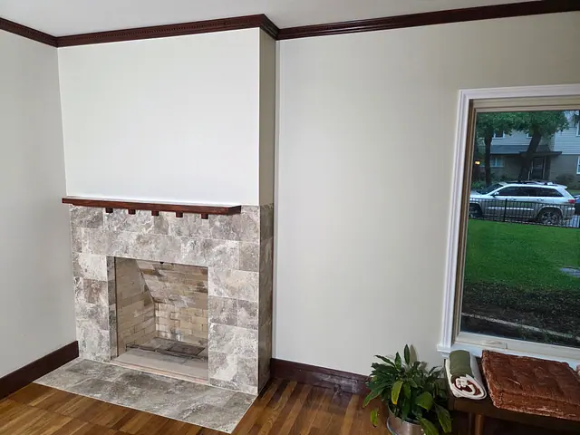 Living Area Drywall Restoration — completed stage