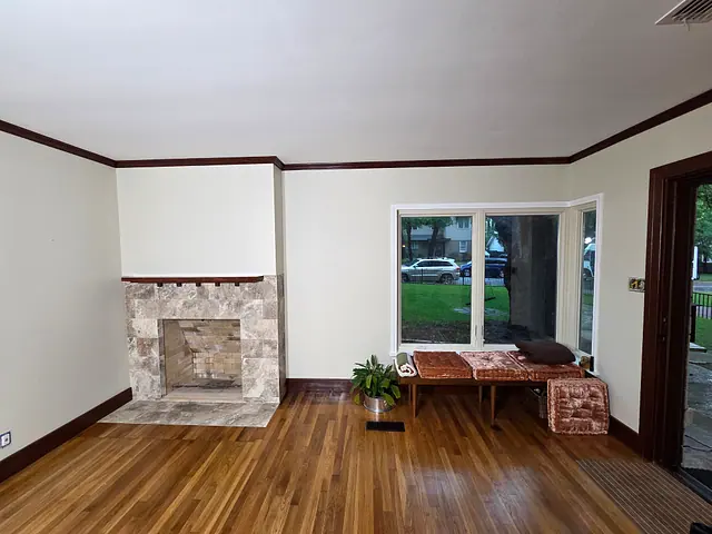 Living Area Drywall Restoration — completed stage