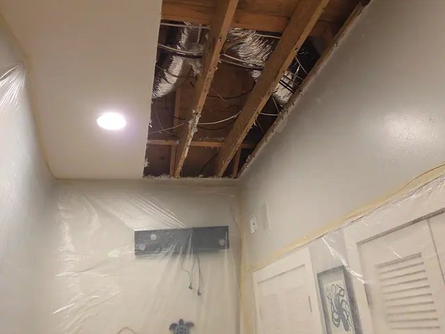 AC Water-Damage Ceiling Repair — before stage
