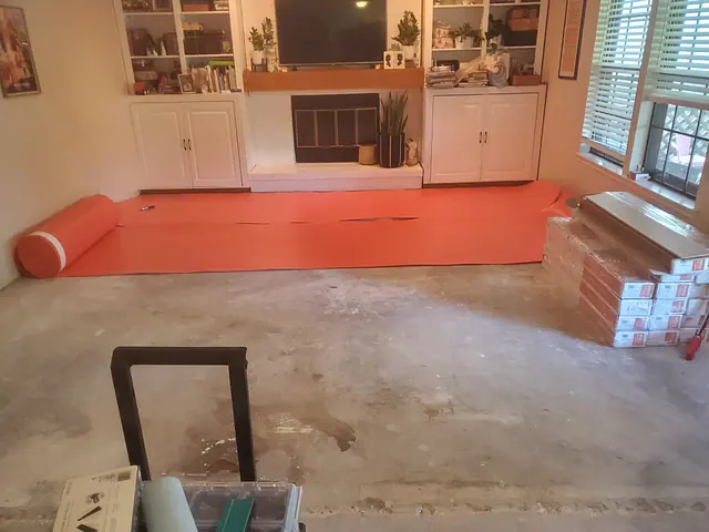 Hardwood Flooring Installation — in progress stage