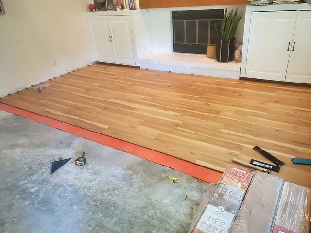 Hardwood Flooring Installation — in progress stage