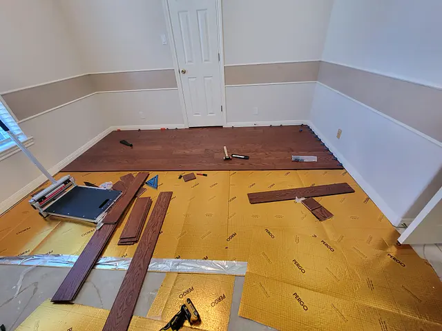 Hallway Flooring Update — in progress stage