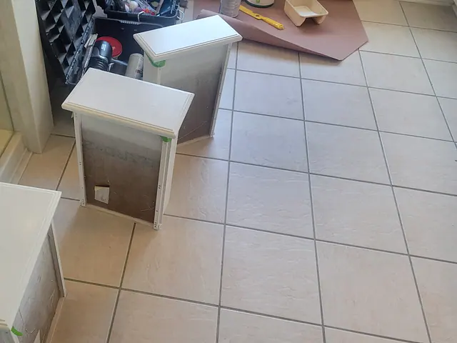 Bathroom Cabinet Refinishing — before stage