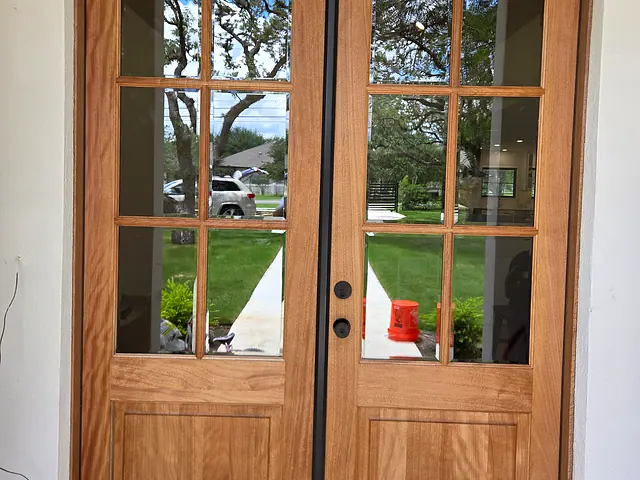 Entry Door and Stair Finish — in progress stage