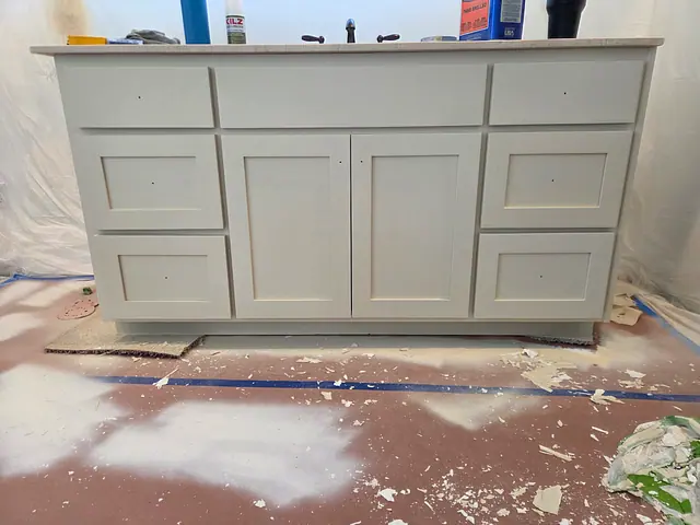 Vanity Cabinet Painting — in progress stage