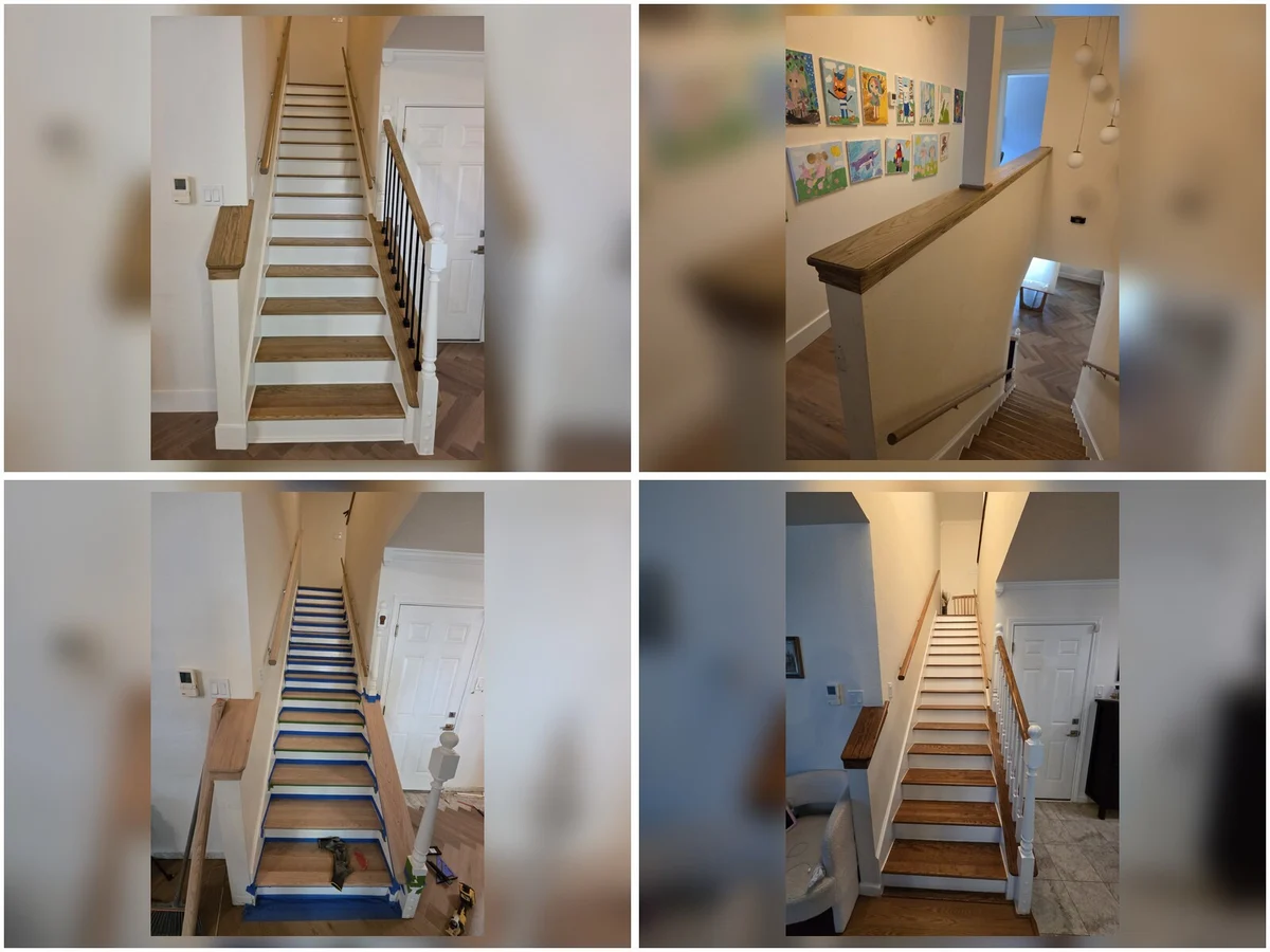 Staircase refinishing and stain color transformation in Cedar Park, Texas